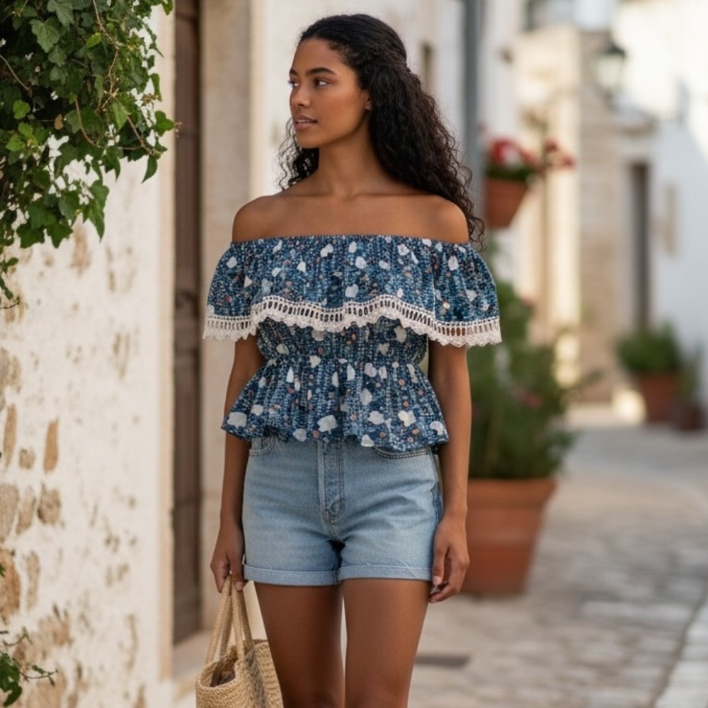 NEW Peppermint Boho Off Shoulder Blouse M
